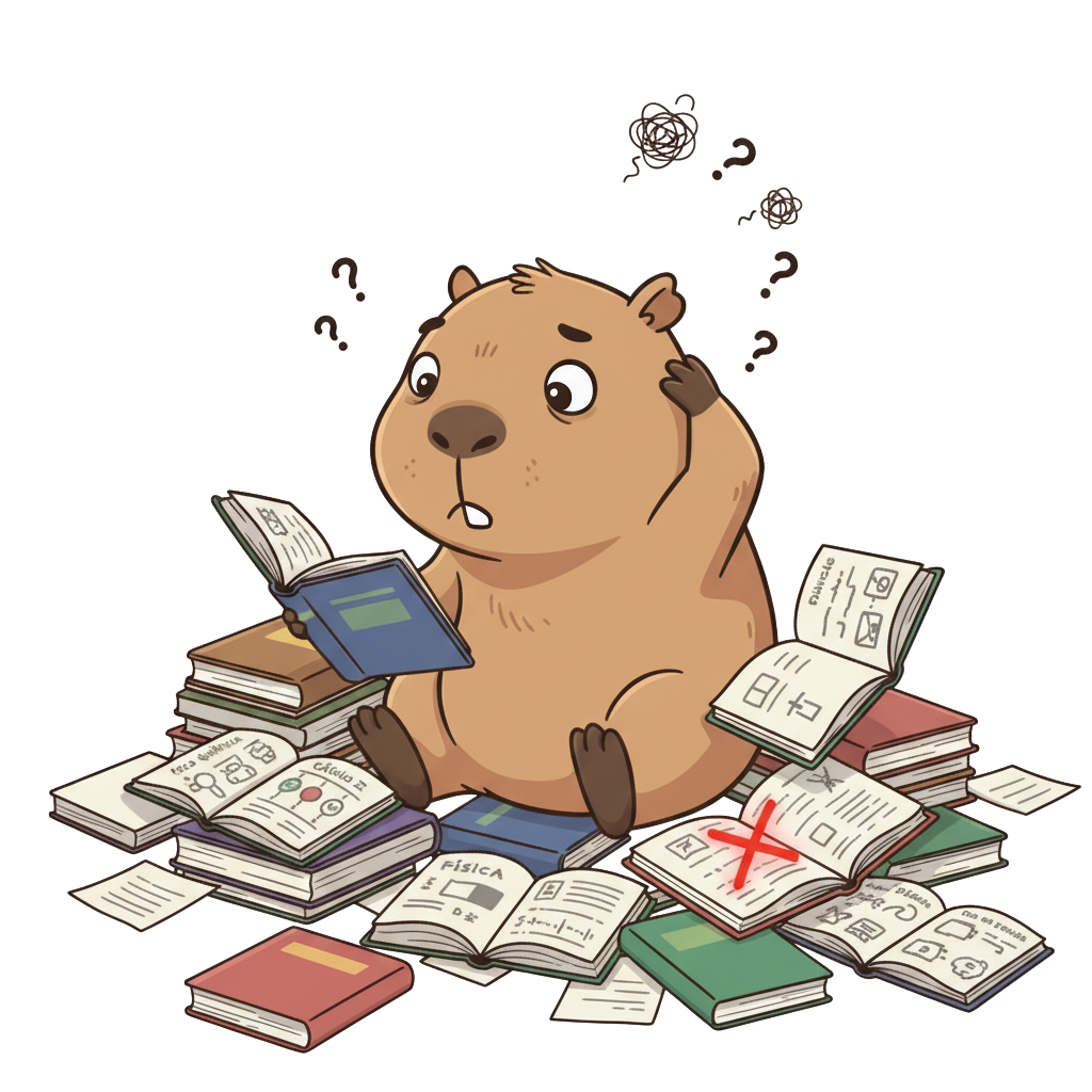 Capivara perdida estudando